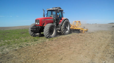 gradas de discos trabajando